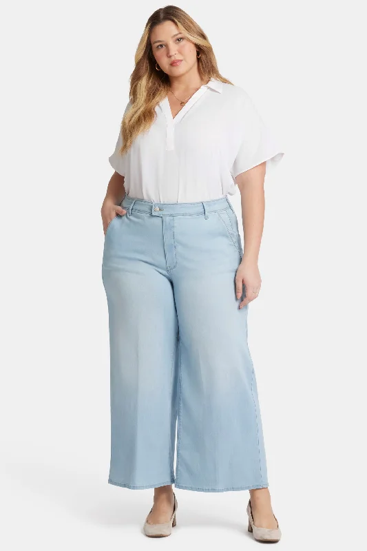 Mona Wide Leg Trouser Ankle Jeans In Plus Size - Oceanfront