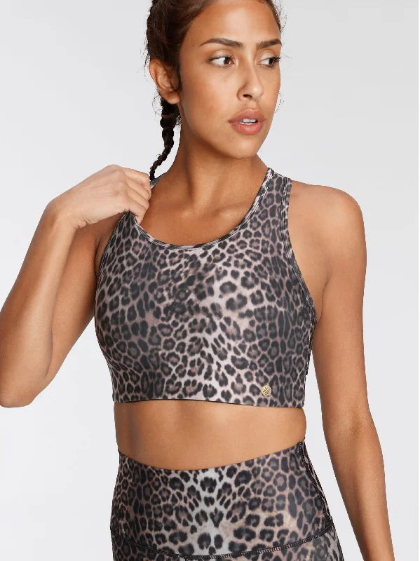 Women's Leopard Print Sport Bra,Brown