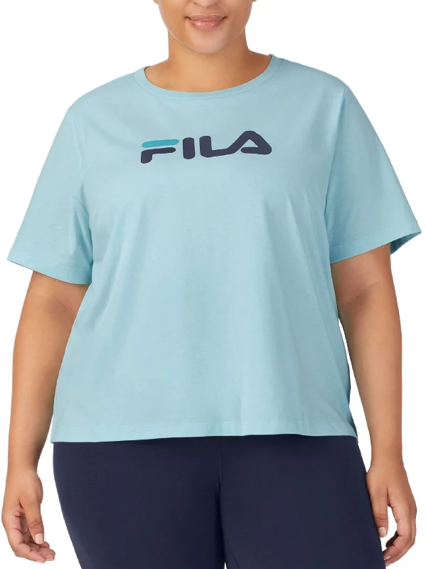 Women's Brand Logo Printed Sport Top,Light Blue