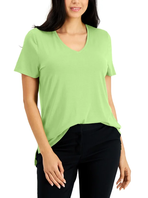 Women's Plain Solid Short Sleeve Top,Neon Green