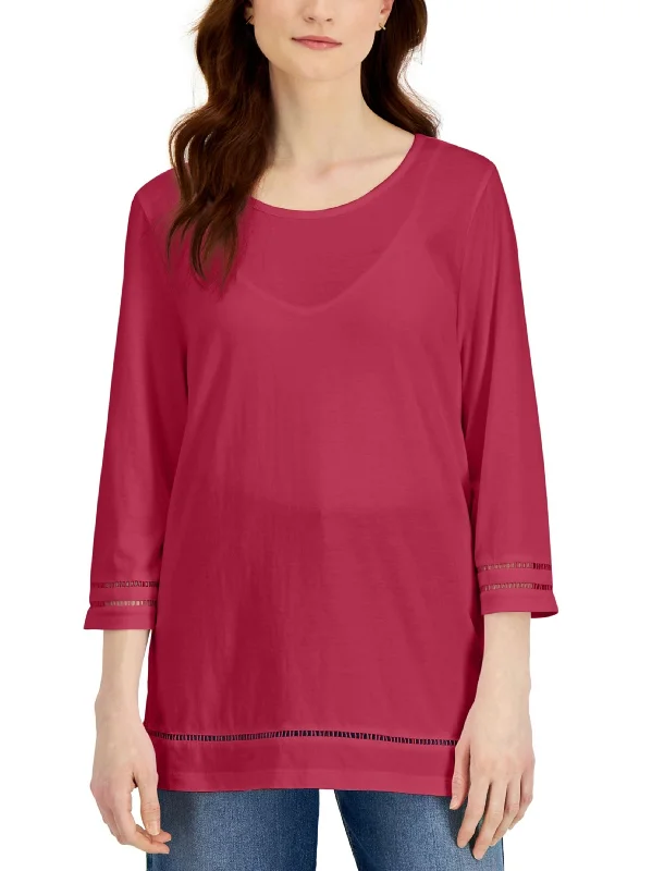 Women's Plain Solid Long Sleeve Top,Wine