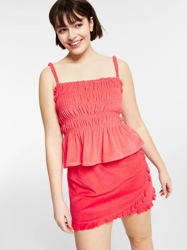 Women's Ribbed Plain Solid Top,Coral