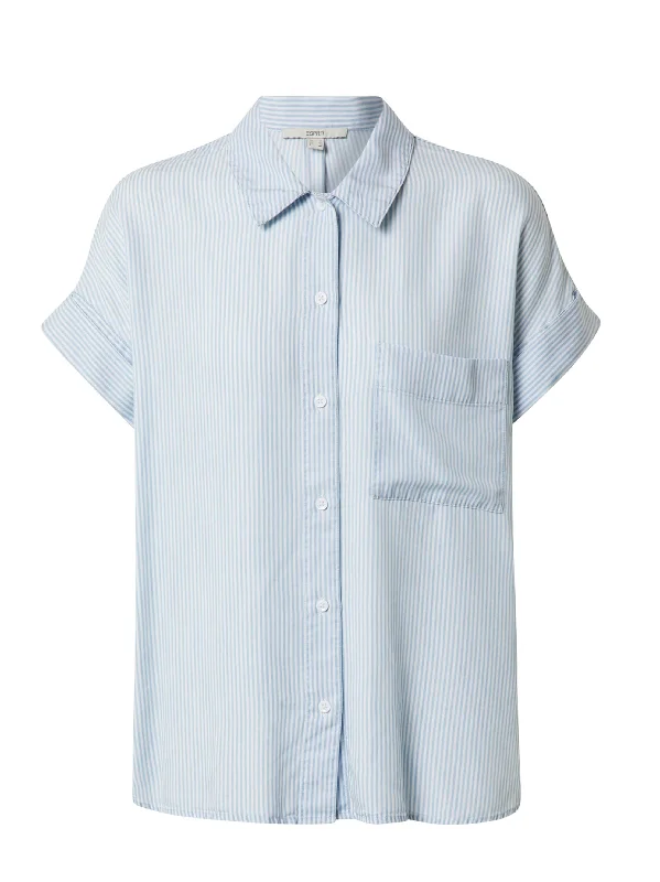 Women's Striped Side Pocket Shirt,Light Blue