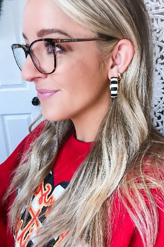 FAUX LEATHER TWO TONE HOOP EARRINGS