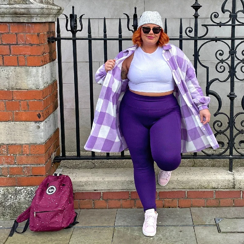 Squat Proof Long Leggings - Suffragette Purple Traditional Women's 