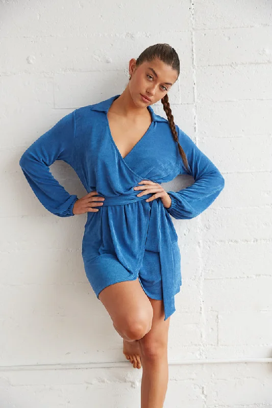 Luna Wrap Mini Dress Cozy Women's Sherpa - lined