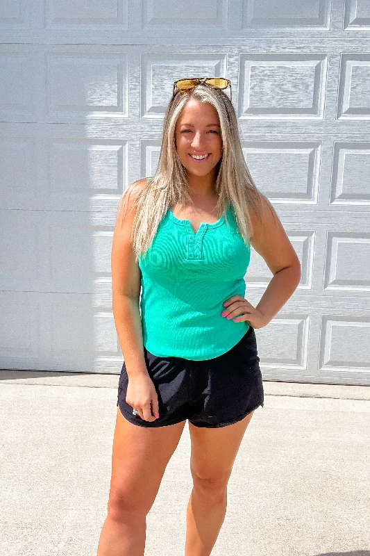 Running Late - Green Washed Casual Fit Tank Classic Women's Tweed
