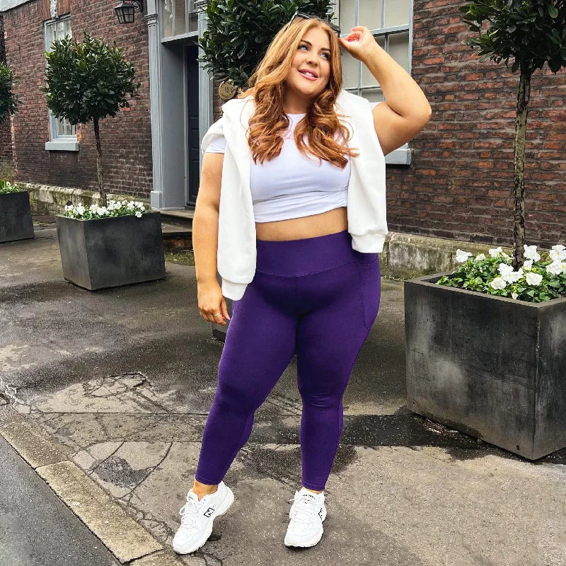 Squat Proof Short Leggings - Suffragette Purple Monochromatic Office Style