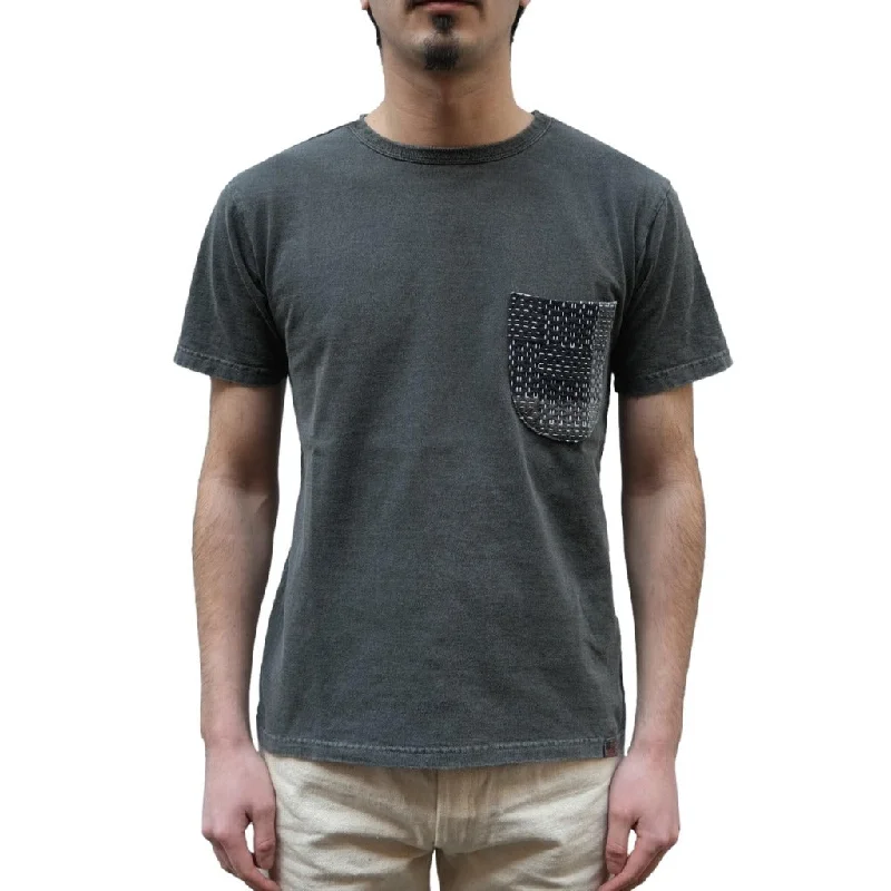 Studio D'Artisan Sumi Dyed "Noragi Sashiko" Pocket Tee