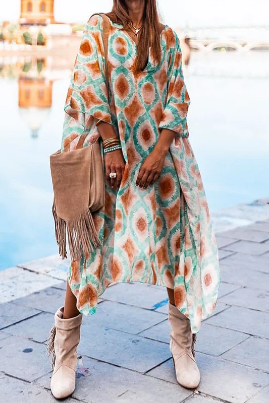 WOMEN BOHEMIAN PARINTING OVERSIZED SHAWL DRESS purpose