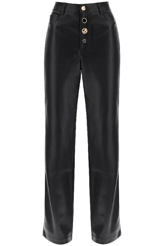 ROTATE embellished button faux leather pants