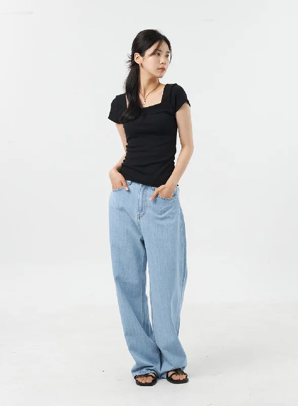 Baggy Light Wash Jeans OU308 Confident Women's High - fashion