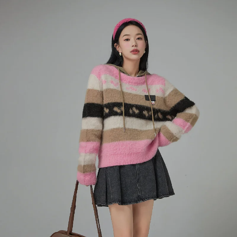 Faux Angora Striped Sweater