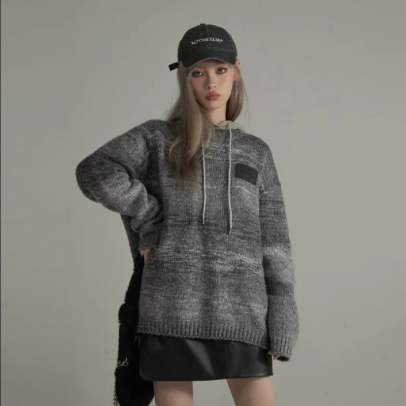 Grey Gradient Knit Sweater