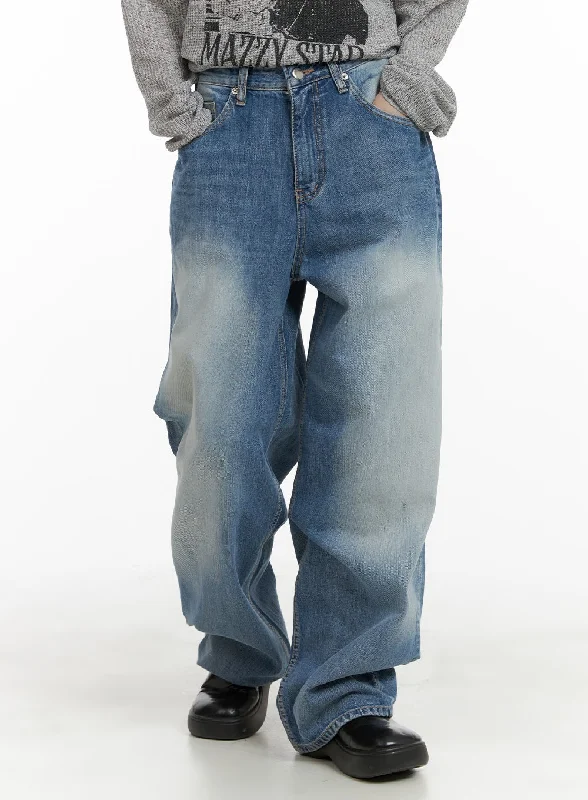 Comfy Wide Fit Baggy Jeans CA408 Classic Women's Tweed