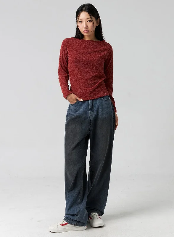 Comfy Wide-Leg Washed Jeans CG325