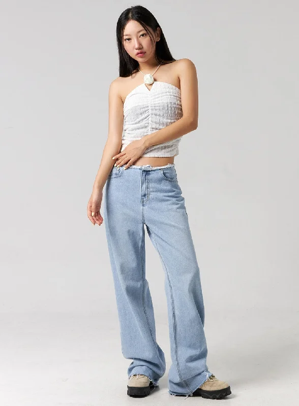 Cut Waist Wide Leg Jeans CG323