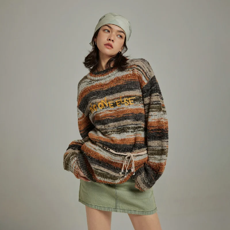 Mixed Color Blur Stripes Knit Sweater