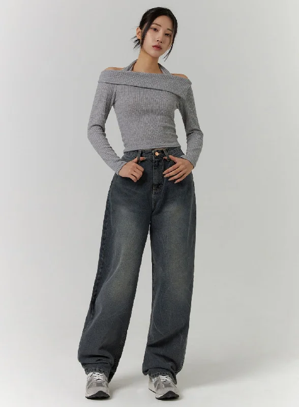 Light Washed Wide Leg Jeans CD312