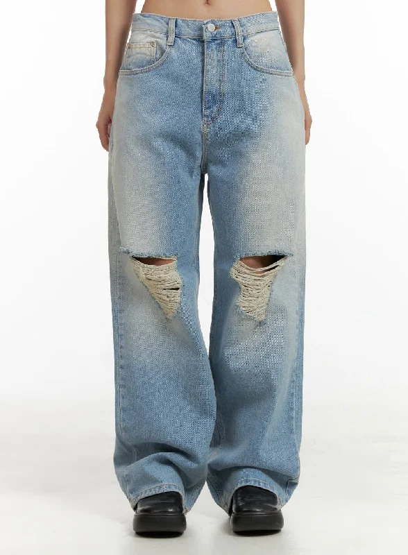 Urban Washed Ripped Baggy Jeans CU405 Australian Beach
