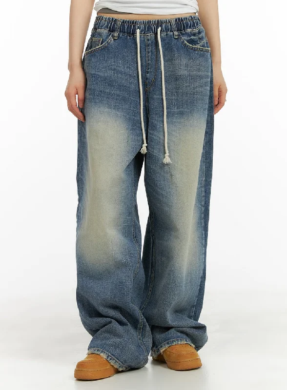 Vintage Drawstring Wide Fit Jeans CA418 Country