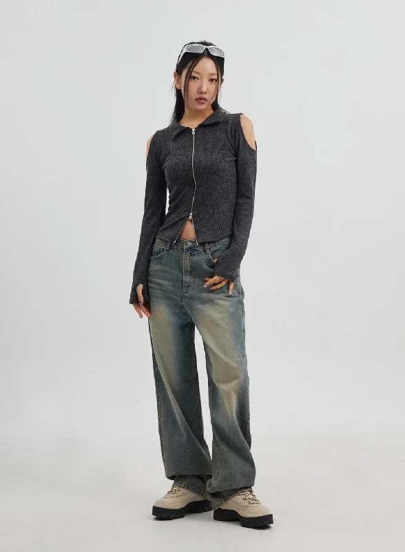 Vintage Wash Wide Leg Jeans CJ319