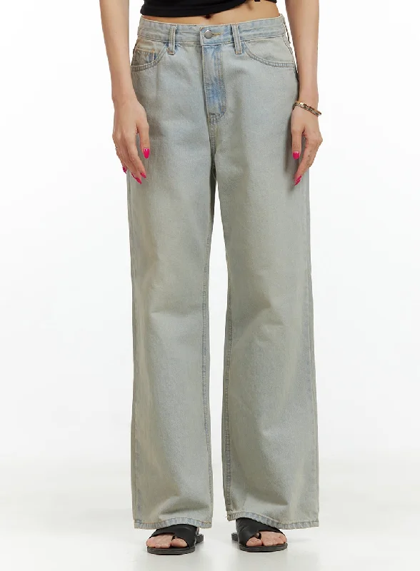 Vintage Washed Baggy Jeans CU417 Feminine Women's Style 
