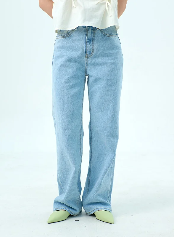 Wide Light Wash Jeans OY318 Rugged Women's Outdoor 